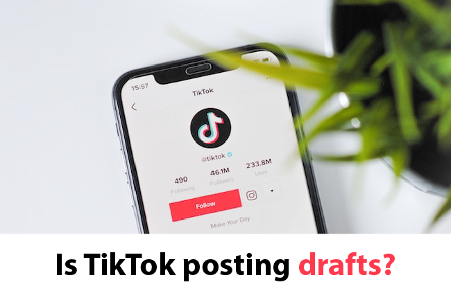 Phone displaying TikTok's official profile on the TikTok app with a simple background